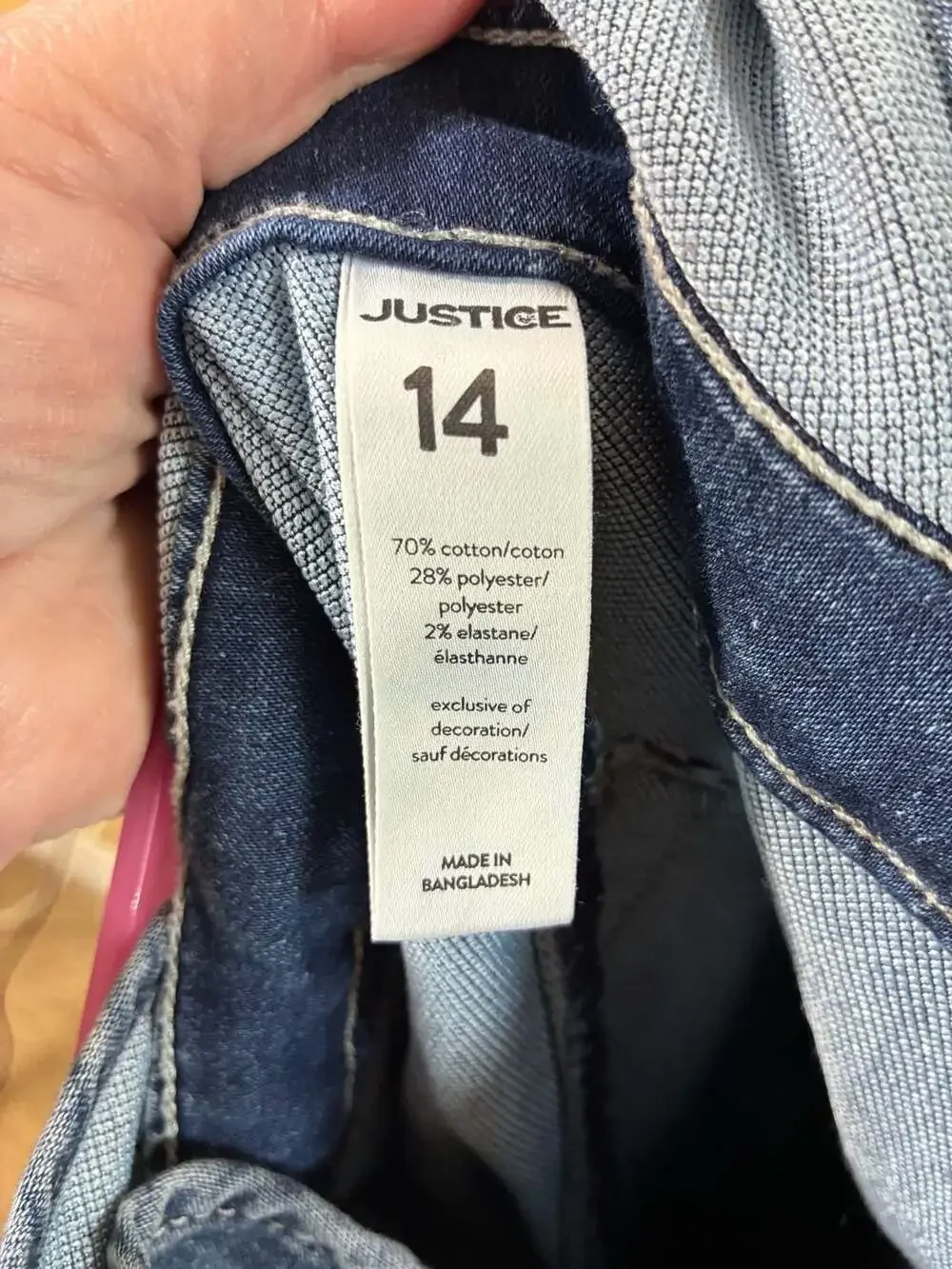 Justice Girls Dark Blue Denim Overalls with Drawstring Waist Size 14